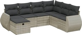 vidaXL Set canapele de grădină cu perne, 7piese gri deschis poliratan
