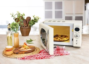 Cuptor cu microunde Zilan ZLN1245 RETRO, Putere 700W, Capacitate 20L, Functie de dezghetare, Afisaj digital, Temporizator