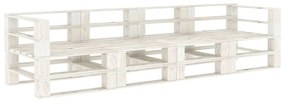 Canapea de gradina din paleti, 4 locuri, alb, lemn 1, 4 locuri, no cushion, Alb