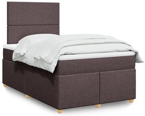 vidaXL Pat box spring cu saltea, maro închis, 120x200 cm, textil