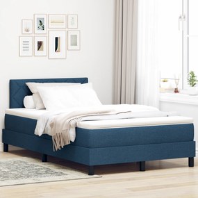 vidaXL Pat cu arcuri cu saltea și LED Albastru 120x200 cm Țesătură
