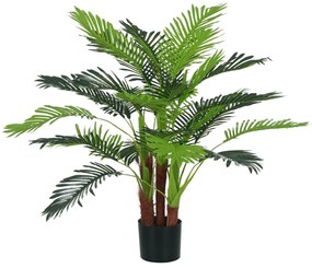 HOMCOM Palmier Artificiel H.1 m Arbore Artificial Trunchi Ramuri Lichen Frunze Mare Realism Ghiveci Inclus | Aosom Romania