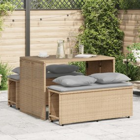 vidaXL Set mobilier de grădină cu perne, 3 piese, bej, poliratan