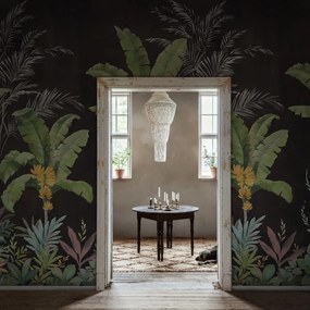 Fototapet, Banana Tree Jungle, Black, Rebel Walls