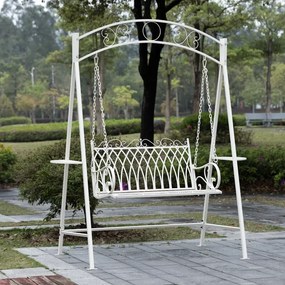 Balansoar de grădină, metal, 160x98,5x221 cm, Alb