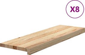 vidaXL Trepte scari 8 buc Stejar masiv netratat 80x25x2 cm