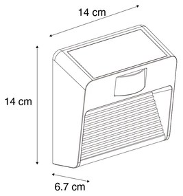 Lampă de perete neagră incl. LED IP54 cu senzor de mișcare solar - Border