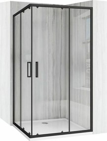Cabina de dus dreptunghiulara cu usi glisante negru Rea City 80x100 cm si cadita neagra
