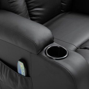 HOMCOM Fotoliu Relax pentru Masaj Rabatabil din Imitatie de Piele Bej cu 8 Puncte de Masaj si Telecomanda, 85x94x104cm, Negru | AOSOM RO