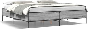 vidaXL Cadru de pat, gri sonoma, 180x200 cm, lemn prelucrat și metal