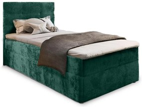 Pat tapițat boxspring GLORIEN VELVET 100x200 cm verde inchis Saltele: Saltea cu arcuri Bonell
