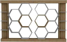 Biblioteca PAL SUENO, stejar/alb, 140x30x177 cm