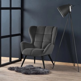 Fotoliu Tyrion velvet gri H91 cm