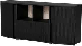 Comoda MICHELLE, negru/stejar, PAL laminat, 178x47x82 cm