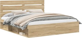vidaXL Cadru de pat cu headboard Sonoma 180 x 200 cm Lemn de pin masiv