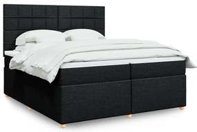 vidaXL Pat box spring cu saltea, negru, 200x200 cm, textil