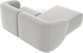 Colțar gri deschis cu tapițerie din catifea (cu colț pe partea stângă/cu șezlong) Lani – Makamii