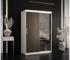 Dulap de haine Riven 2 120 (alb mat + negru mat) (cu oglindă). 1064170