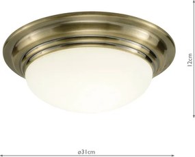 Där Lighting BAR5275 - Plafonieră pentru baie BARCLAY 1xE27/60W/230V, Ø 31 cm, alamă
