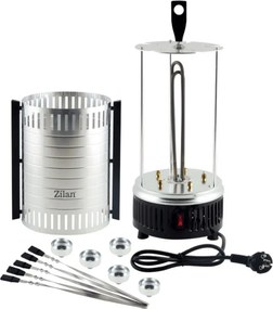 Gratar vertical pentru frigarui Zilan ZLN5565, 900W, 5 frigarui, Incalzitor ceramic, Inox/Negru