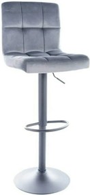 Scaun bar C105, gri/negru, stofa catifelata/metal, 42x39x96/117 cm