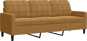 vidaXL Canapea cu 3 locuri, Maro, 180 cm, catifea