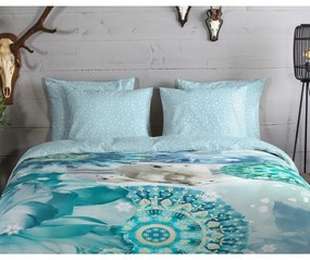 Lenjerie de pat albastră din flanelă pentru pat de o persoană 140x200 cm Seppo – HIP