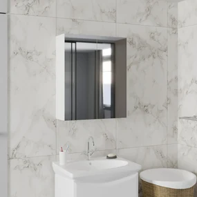 Corp Baie haaus Zed, Suspendat, 2 Usi, cu oglinda, Alb, 60 x 22 x 72 cm