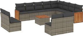 vidaXL Set mobilier de grădină cu perne, 13 piese, gri, poliratan