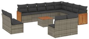 3228160 vidaXL Set mobilier de grădină cu perne, 13 piese, gri, poliratan