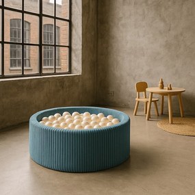 Piscină cu bile turcoaz din catifea reiată ø 90x30 cm Montessori – Meowbaby