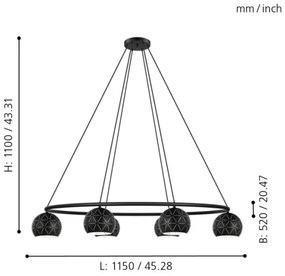 Eglo 98456 - Lustră pe cablu CANTALLOPS 6xE14/40W/230V