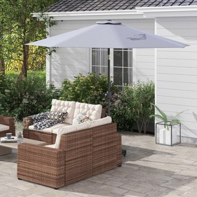 Outsunny Copertină de Rezervă pentru Umbrelă cu Priză de Aer, Rezistentă la UV și Apă, Ø295 cm, Gri | Aosom Romania