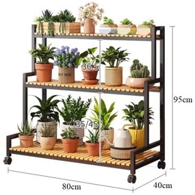 Suport metalic pentru plante 3 etaje raft pentru flori în stil loft 95 cm