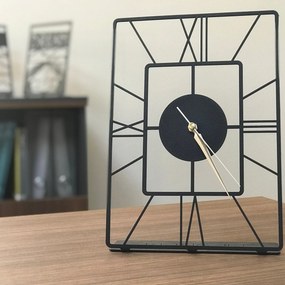 Ceas decorativ Asalet Pod, negru, metal, 20x30 cm