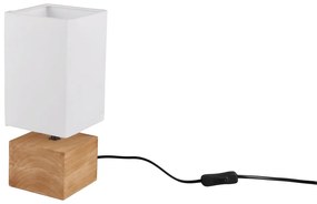 Veioză albă/în culoare naturală cu abajur textil (înălțime 30 cm) Woody – Trio