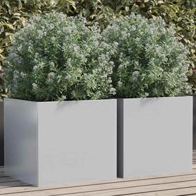 vidaXL Jardiniere, 2 buc., argintiu, 42x40x39 cm, oțel galvanizat