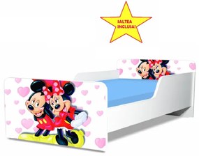 Pat junior Mickey si Minnie, cu saltea, 160x80 cm