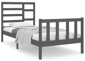 3105892 vidaXL Cadru de pat single, gri, 90x190 cm, lemn masiv
