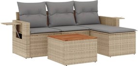 vidaXL Set canapele de grădină cu perne, 5 piese, bej, poliratan