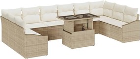 vidaXL Set de canapele pentru grădină cu pernă 11 pcs Bej și crem