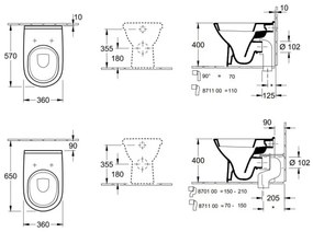 Villeroy & Boch 56571001 - WC pe pardoseală O.NOVO, ceramică/albă