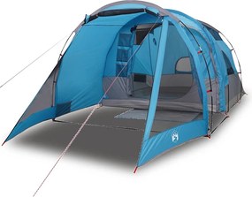 vidaXL Cort de camping tunel pentru 4 persoane, albastru, impermeabil