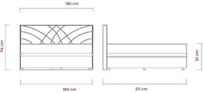 Pat tapițat GINA, 180 x 200 cm, bej, cu saltele și spațiu de depozitare