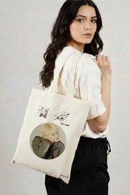 Sacosa de Panza pentru Cumparaturi, Geanta Tote, model BTS Suga, 38x34.5 cm, Alba, BEKZ®