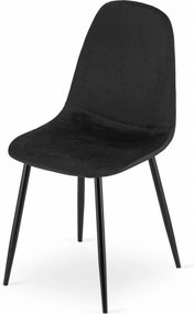 Reducere Scaun de catifea neagra COMO cu picioare negre II. calitate