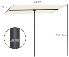 Outsunny Umbrelă de soare 180 de grade rotativă, înălțime reglabilă, umbrelă de grădină cu stâlp de aluminiu 150x205 cm Bej | Aosom Romania