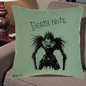 Perna Personalizata Death Note Ryuk Shinigami Alb-Negru, 40x40 cm, Verde, Husa Detasabila, Perna Inclusa, BEKZ®