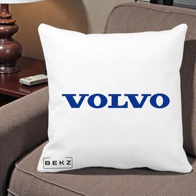 Perna Personalizata cu emblema Volvo, 40x40 cm, Alba Mata, Husa Detasabila, Perna Inclusa, BEKZ®