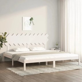 3104889 vidaXL Cadru de pat, alb, 200x200 cm, lemn masiv
